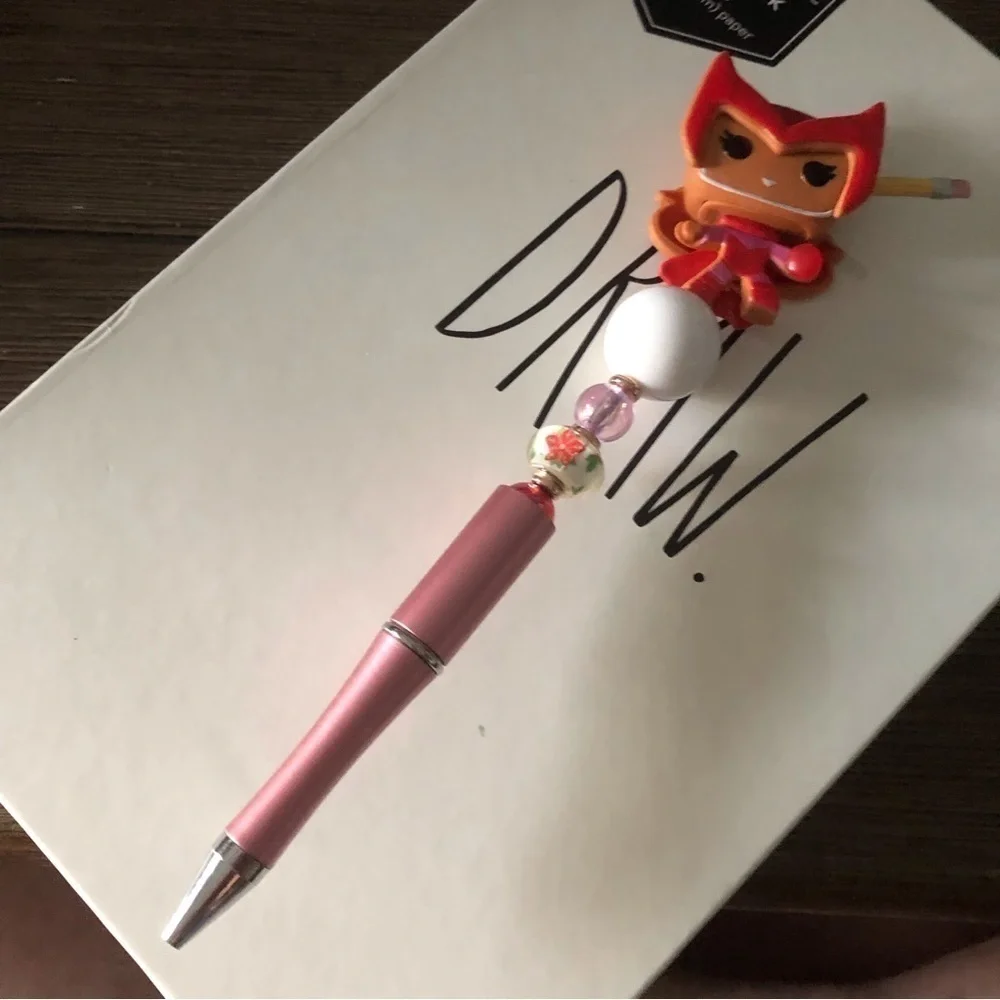Marvel Gingerbread man handmade beaded pen: Scarlet Witch